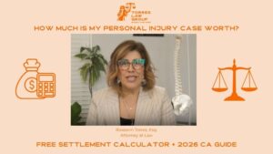 Photo of Roseann Torres personal injury lawyer in the San Francisco Bay Area. Wondering what your personal injury case is worth? Learn how California settlements are calculated and use our free settlement calculator to get an instant estimate for your Oakland injury claim.Wondering what your personal injury case is worth? Learn how California settlements are calculated and use our free settlement calculator to get an instant estimate for your Oakland injury claim. How much is my personal injury case worth?